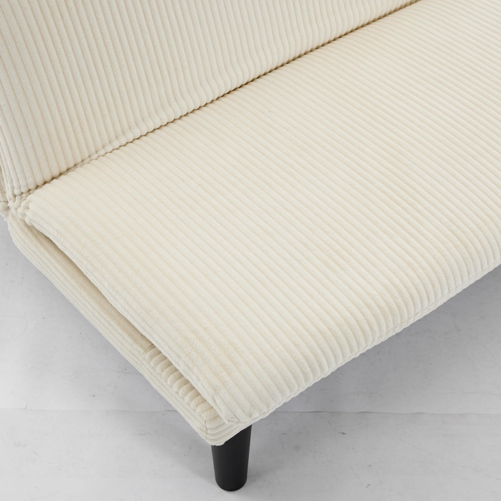 Divano 2 Posti Reclinabile ¨C MINIMAL ¨C Velluto Beige, Gambe Nere, Lounge