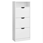 Scarpiera con 3 ante a battente ripiano per scarpe scomparto aperto divisorio regolabile da 14 a 18 paia per ingresso piccolo 24 x 60 x 130 cm bianco 12_0006361