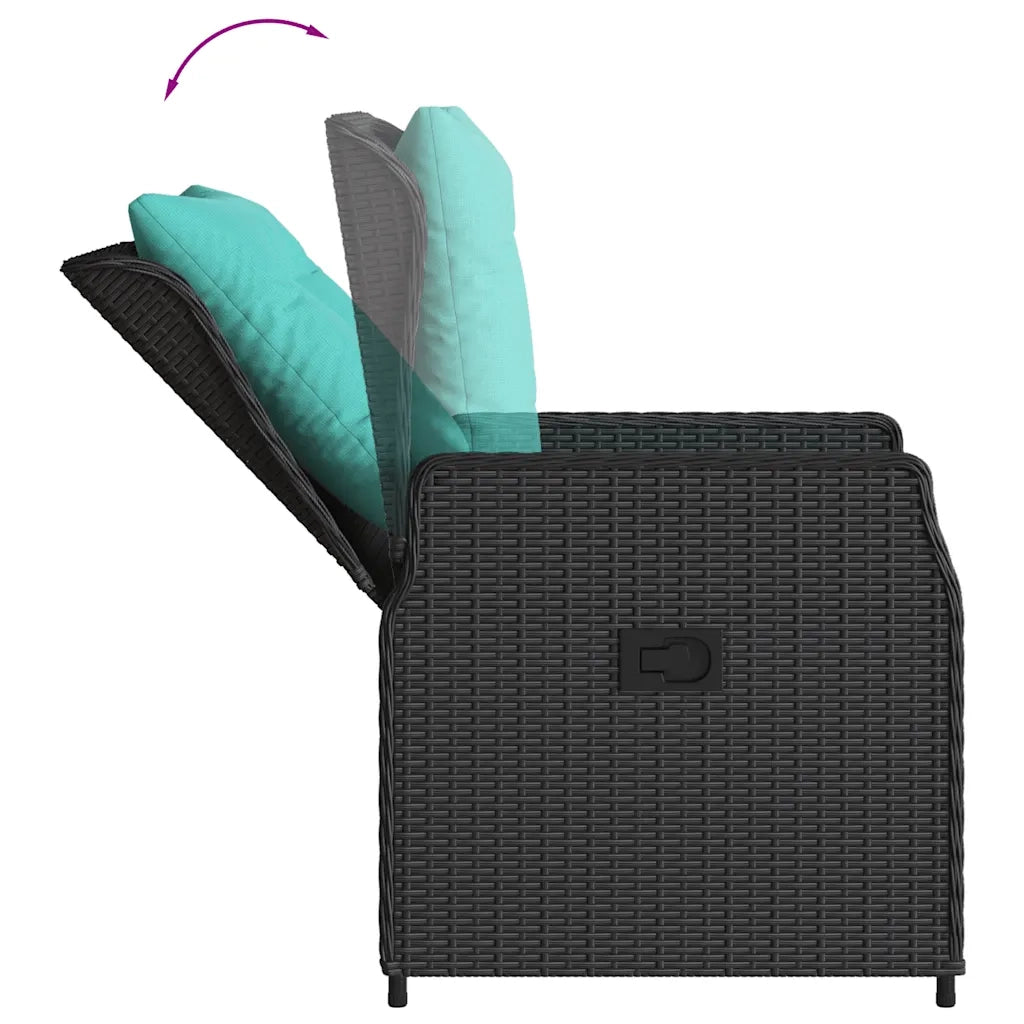 Sedie da giardino reclinabili 2 pz in Polyrattan Nero 368660