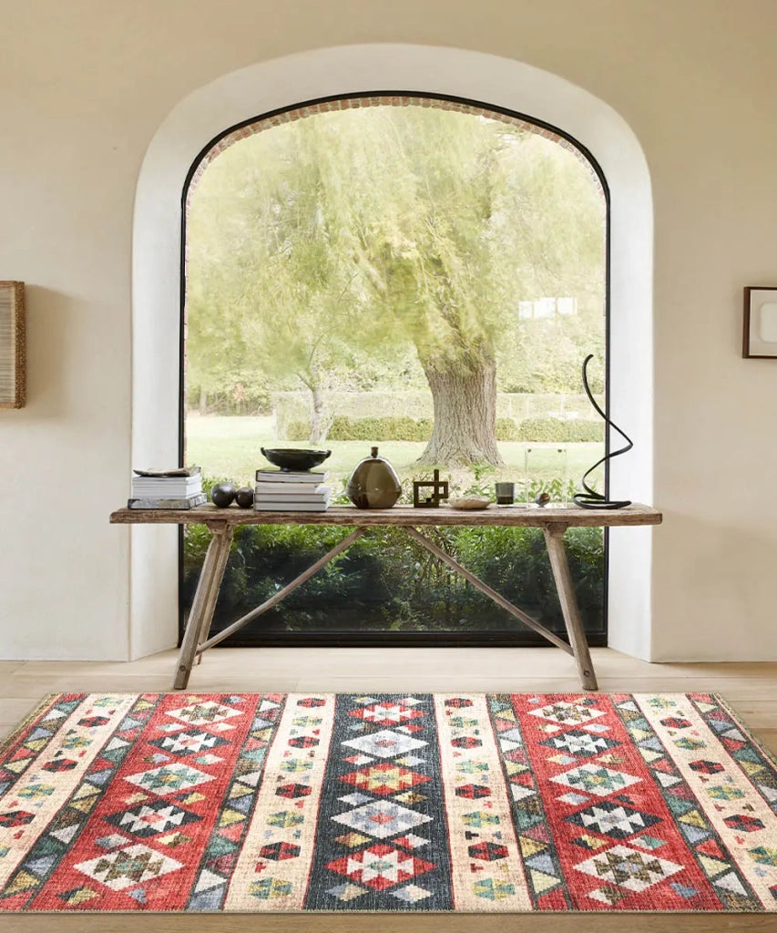 Tappeto arredo casa ANATOLIA KILIM 03 cm.115x175 riproduzione disegno persiano classico in stile vintage. Tappeto lavabile e antiscivolo per ingresso, soggiorno, camera da letto.