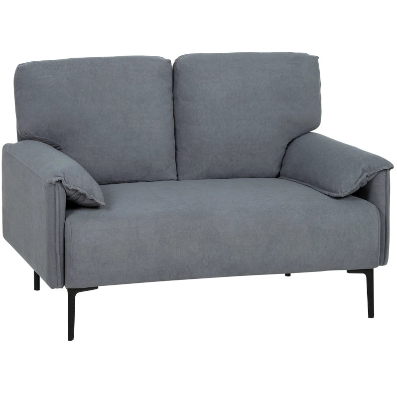 Divano 2 posti grigio 127 cm con gambe in metallo