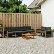 Set di divani da esterno con cuscino 7 pcs Naturale e Nero