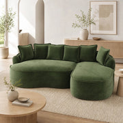 Divano modulare senza struttura con chaise longue profonda 122 cm; in ciniglia verde