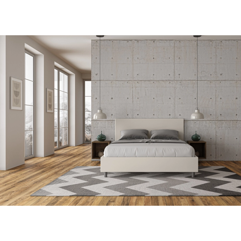 Letto imbottito Matrimoniale 160x190 cm Adele - Contenitore,Microfibra,Grigio