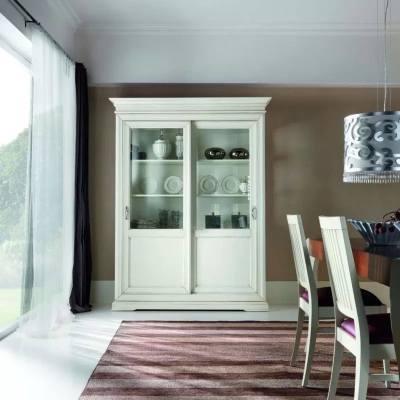 Vetrina classica in legno 2 porte scorrevoli l.165 p.50 h.215 - Mobili 2G