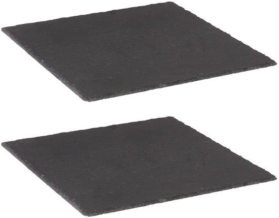 Piatti da servizio rustici eleganti - 2 pezzi - antracite - pietra calcarea - 30 x 30 cm