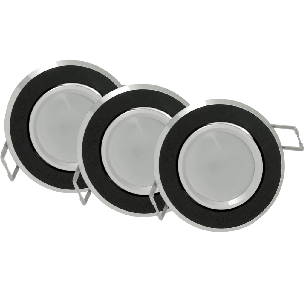 Set 3 faretti LED incasso tondi neri GU10 Polux OLAL
