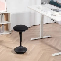 Sgabello da Ufficio Ergonomico Girevole a 360°, Ampia Base, 36 x 36 x 70-90 cm, Nero