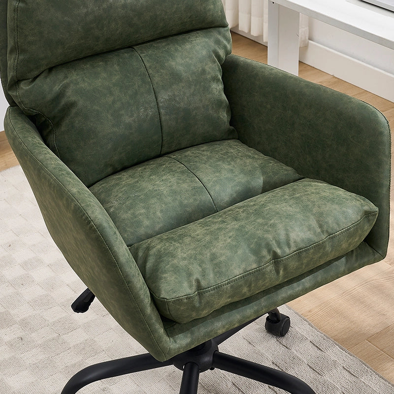 Sedia da ufficio ergonomica in PU con struttura in metallo e imbottitura confortevole per uso quotidiano verde