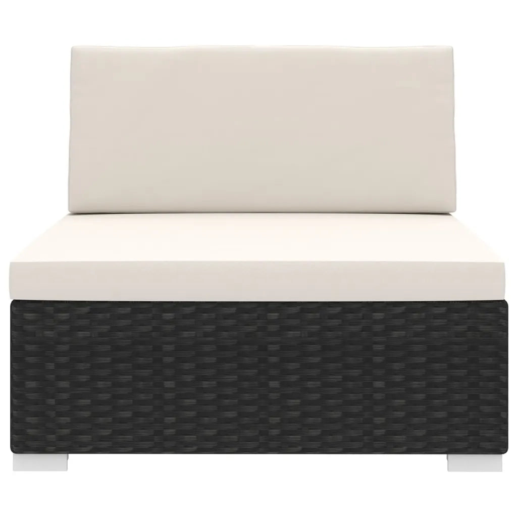 Seduta Centrale Modulare con Cuscini in Polyrattan Nero 48289