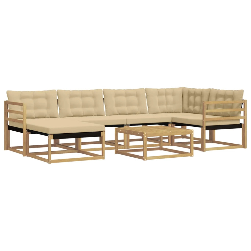 Set di divani da esterno 7 pcs Bianco e Beige 79 x 79 x 37 cm