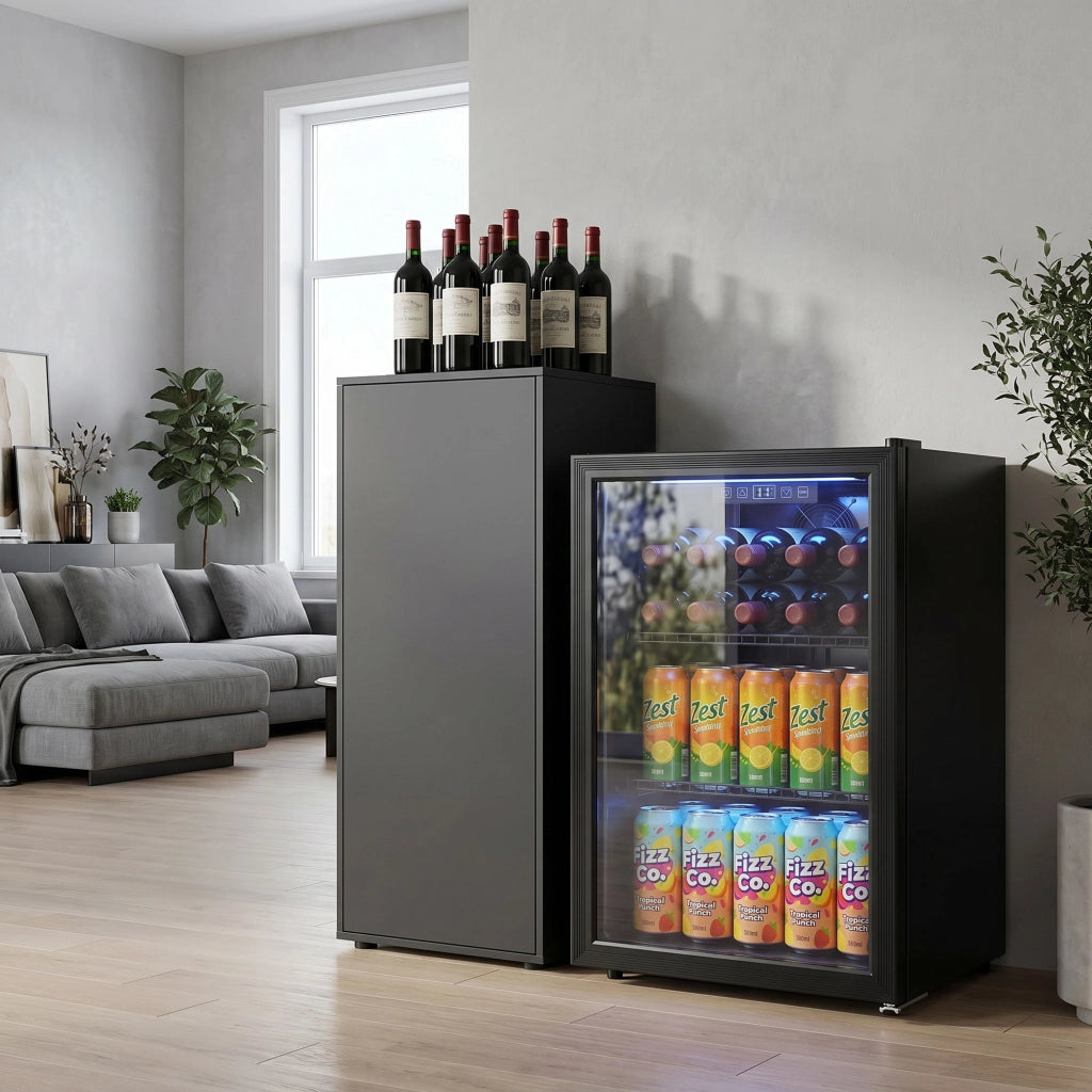 Frigo Bevande 70L 70 Lattine ¨C Zephmum ¨C Nero Porta Vetro Temperato