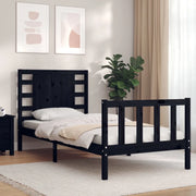 Giroletto con Testiera Nero Small Single in Legno Massello 3192780