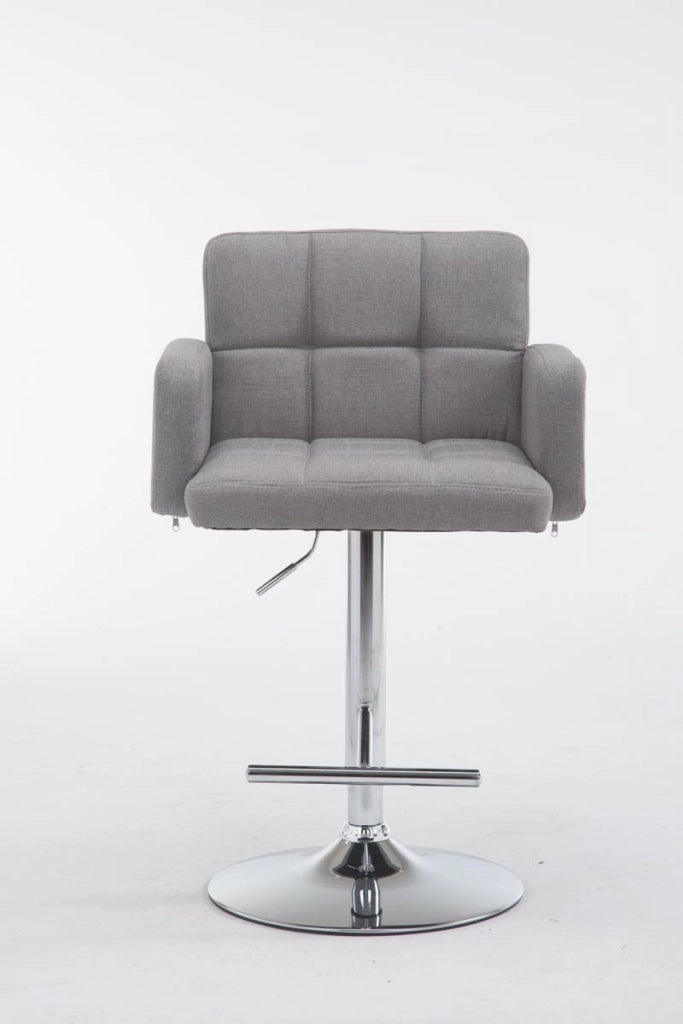 Sgabello Los Angeles in tessuto grigio,cromo