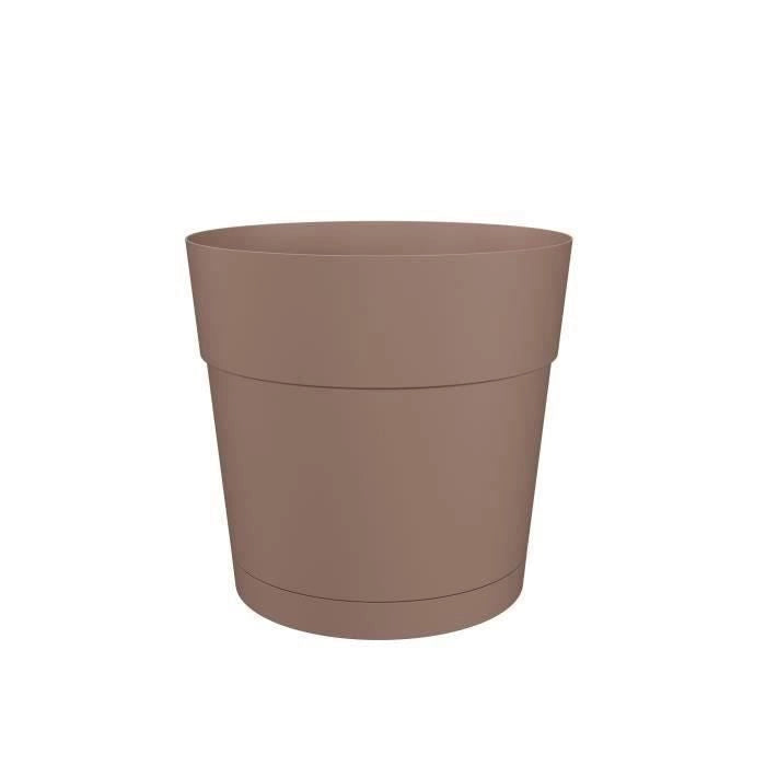 Barattolo di fiori e capri rotondo rotondo - plastica - serbatoio dell'acqua - 35 cm di diametro - taupe - artevasi