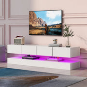 Mobile TV sospeso con LED controllabile da app, 4 cassetti, MDF bianco 130 cm