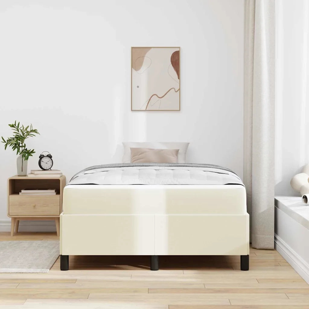 Struttura del letto con materasso Crema 120 x 200 cm Tessuto