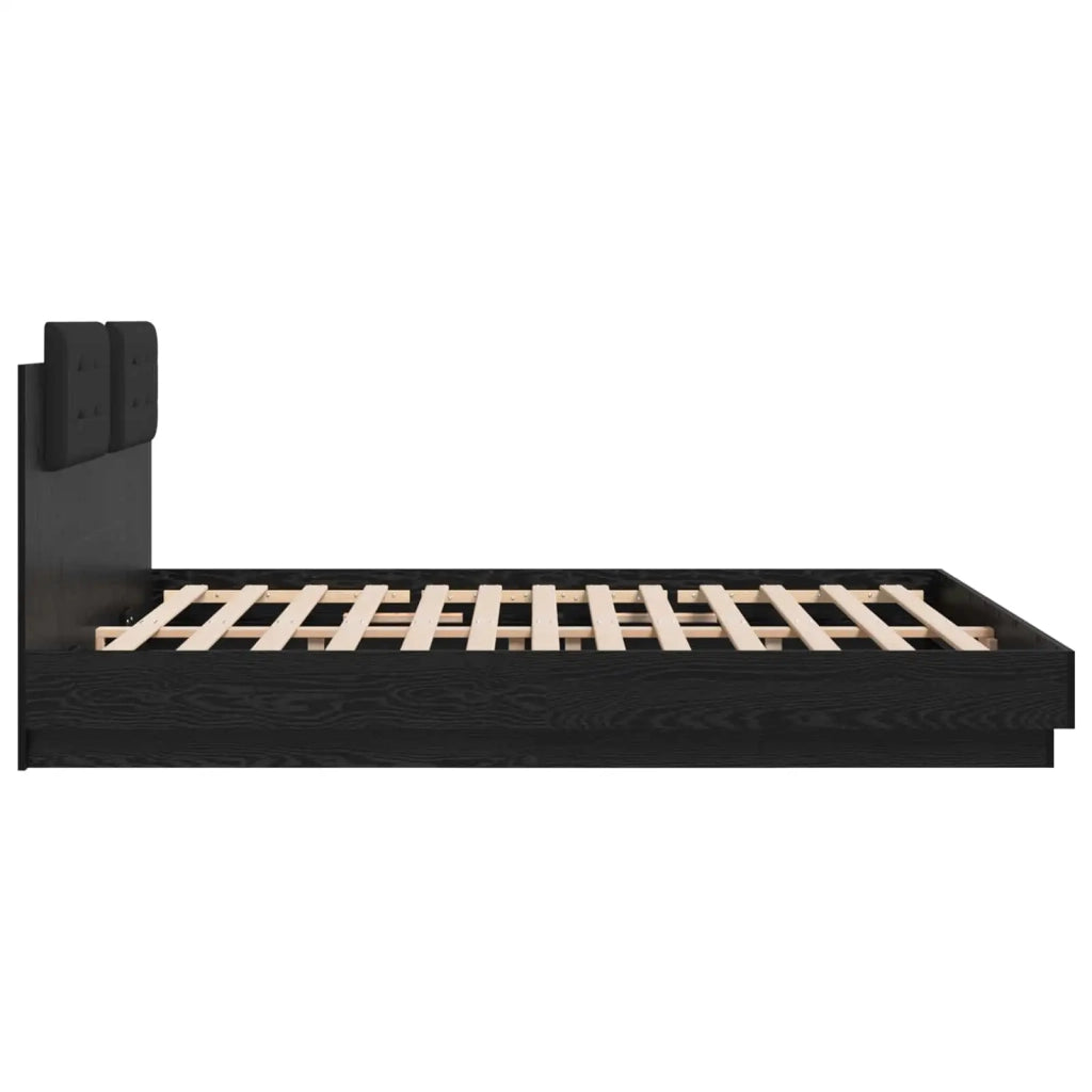 Struttura letto con testata-Giroletto Rovere Nero 200 x 200 cm