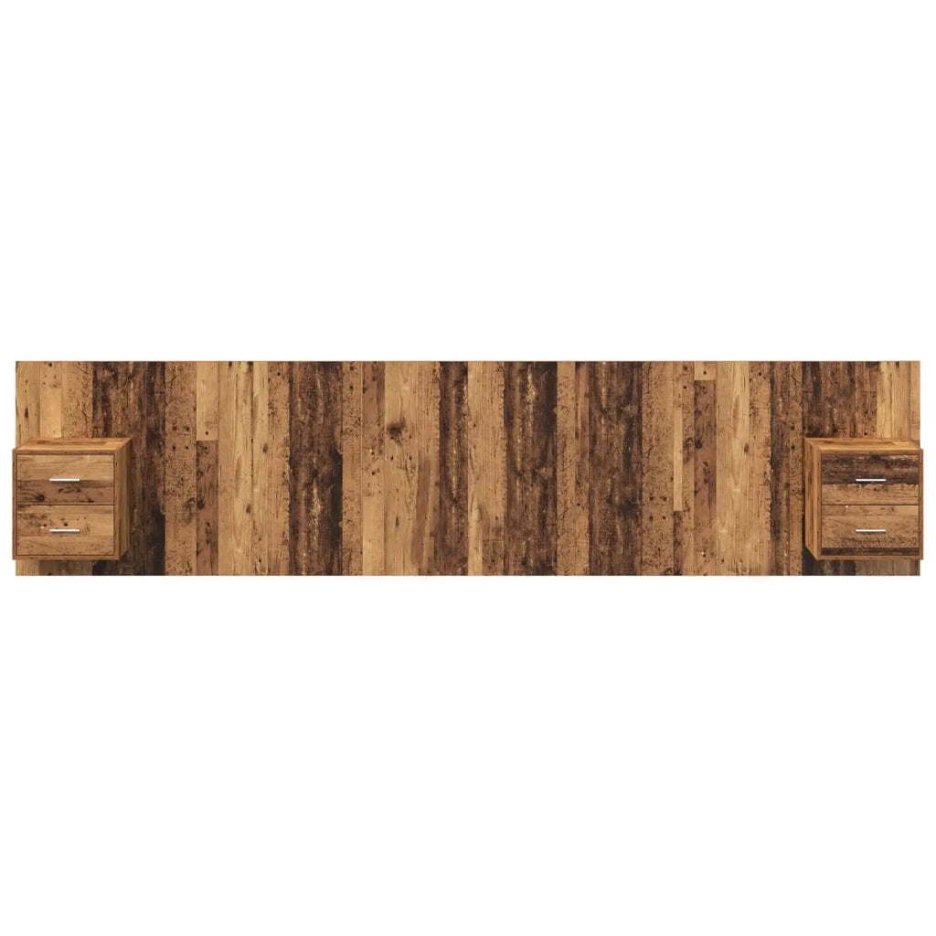 Testiera | Testata con Comodino 3 pcs Legno vecchio Legno multistrato