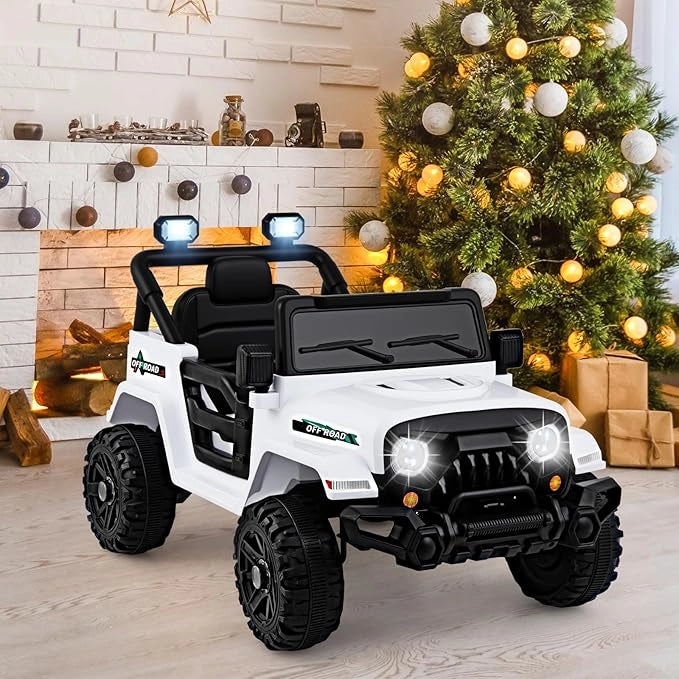 12V Macchina Elettrica per Bambini, Auto con Telecomando Luci LED Musica Clacson, 3 Velocità e 2 Motori, Veicolo Elettrico per Bambini 3+ Anni (Bianco)