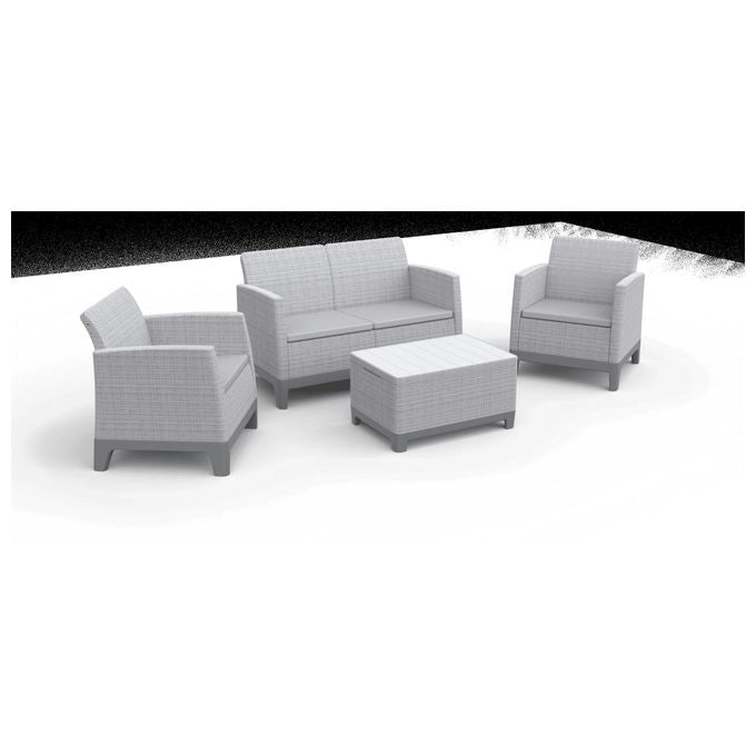 Keter Scandi Forma Lounge Set Poltrone Divano Tavolino contenitore Grigio