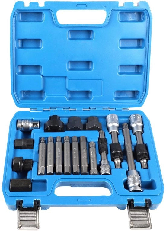 Set di chiavi dinamometriche da 18 pezzi con chiave a gommata, chiave dinamometrico a gommata per rimozione del dentino dinamico nei veicoli compatibile con Ford Audi BMW Benz VW e altri.