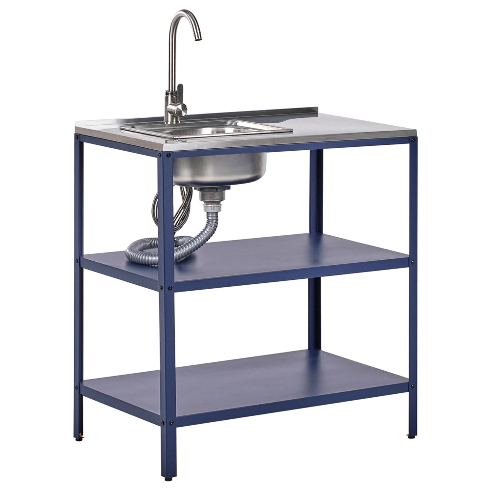 Set di cucina da esterno 2 elementi in acciaio inox blu 2 isole da cucina lavello a leva cucina da esterno