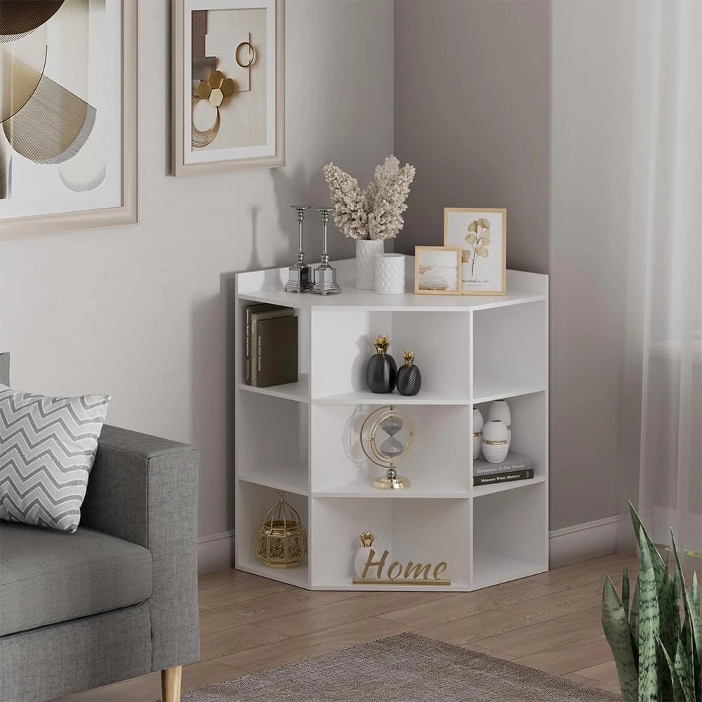 Scaffale angolare Elina, Bianco, 60 x 80 cm, per conservare ed esporre libri o oggetti decorativi