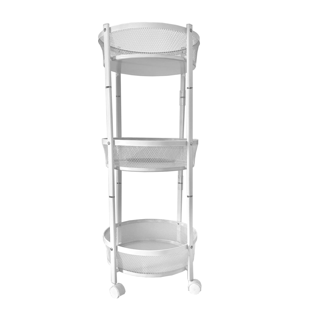 Carrello verdure pieghevole in metallo – 3 ripiani con ruote bloccabili – Organizzazione cucina compatta – Nyana Home