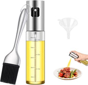 Olioverstuario, 100 ml, per olii da cucina. Olioverstuario trasparente in vetro con spazzola in acciaio inossidabile e piccola ciotola per cucinare, grigliare, air fryer e insalate.