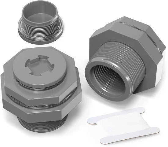 Connettori per serbatoio d'acqua 1 1/4" BSP - 2 pezzi - Connettore PVC per serbatoio - Impermeabile - Resistente alle collisioni - Materiale duraturo - Connettore per acqua
