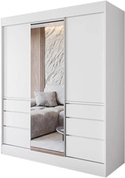 Armadio a specchio multifunzionale con ante scorrevoli - 180 cm Largo - Ideale per camere da letto