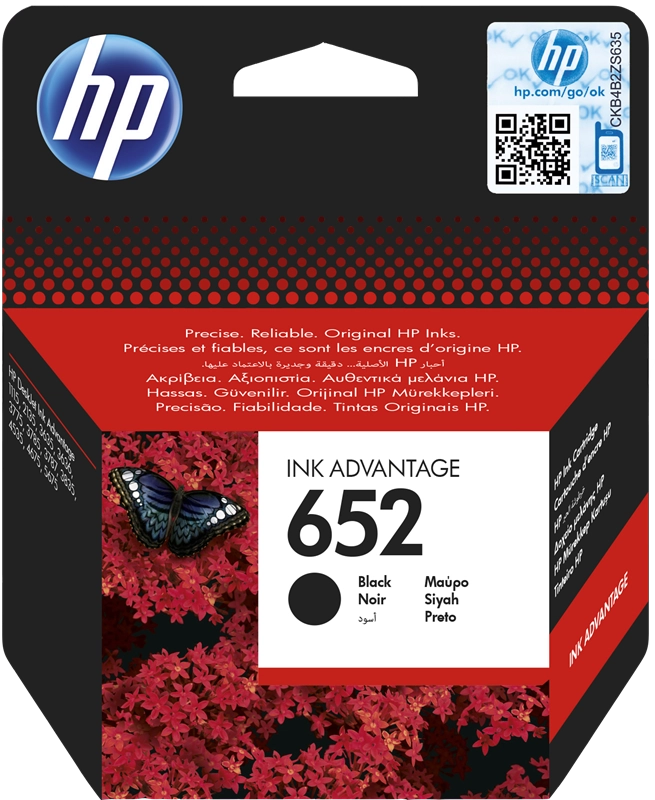 ORIGINAL HP Cartuccia d'inchiostro nero F6V25AE 652 ~360 Seiten