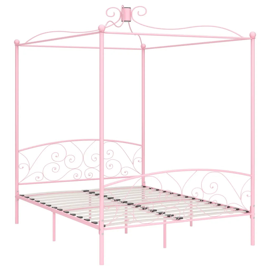 Giroletto a Baldacchino Rosa in Metallo 180x200 cm 284491
