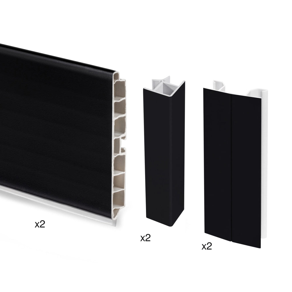 Kit Battiscopa da Cucina con Accessori H 150 mm in Tecnoplastica Emuca Nero