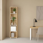 Libreria Baaz, Scaffale da ufficio, Mobile portalibri, Biblioteca, 41x34 h205 cm, Rovere e Bianco