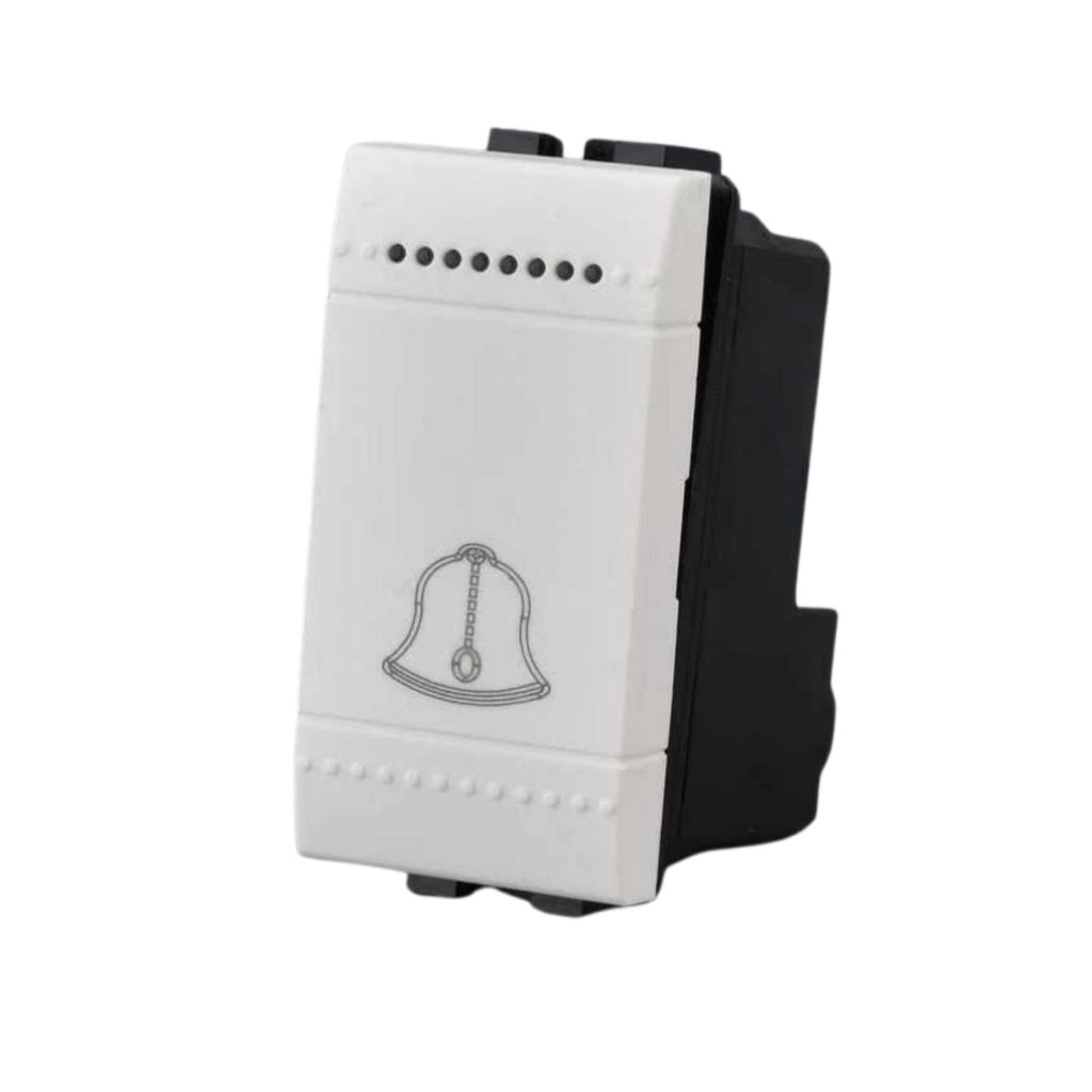 Pulsante 1P 16A 220V Con Disegno Campanello MBL Bianco 1M Compatibile Bticino Living Light, Retro Illuminabile