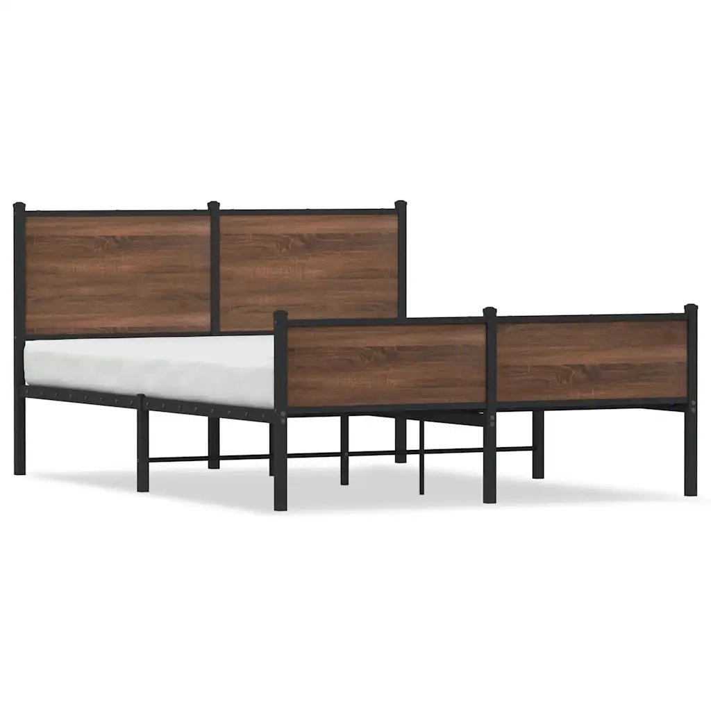 vidaXL Giroletto senza Materasso in Metallo Rovere Marrone 140x200 cm