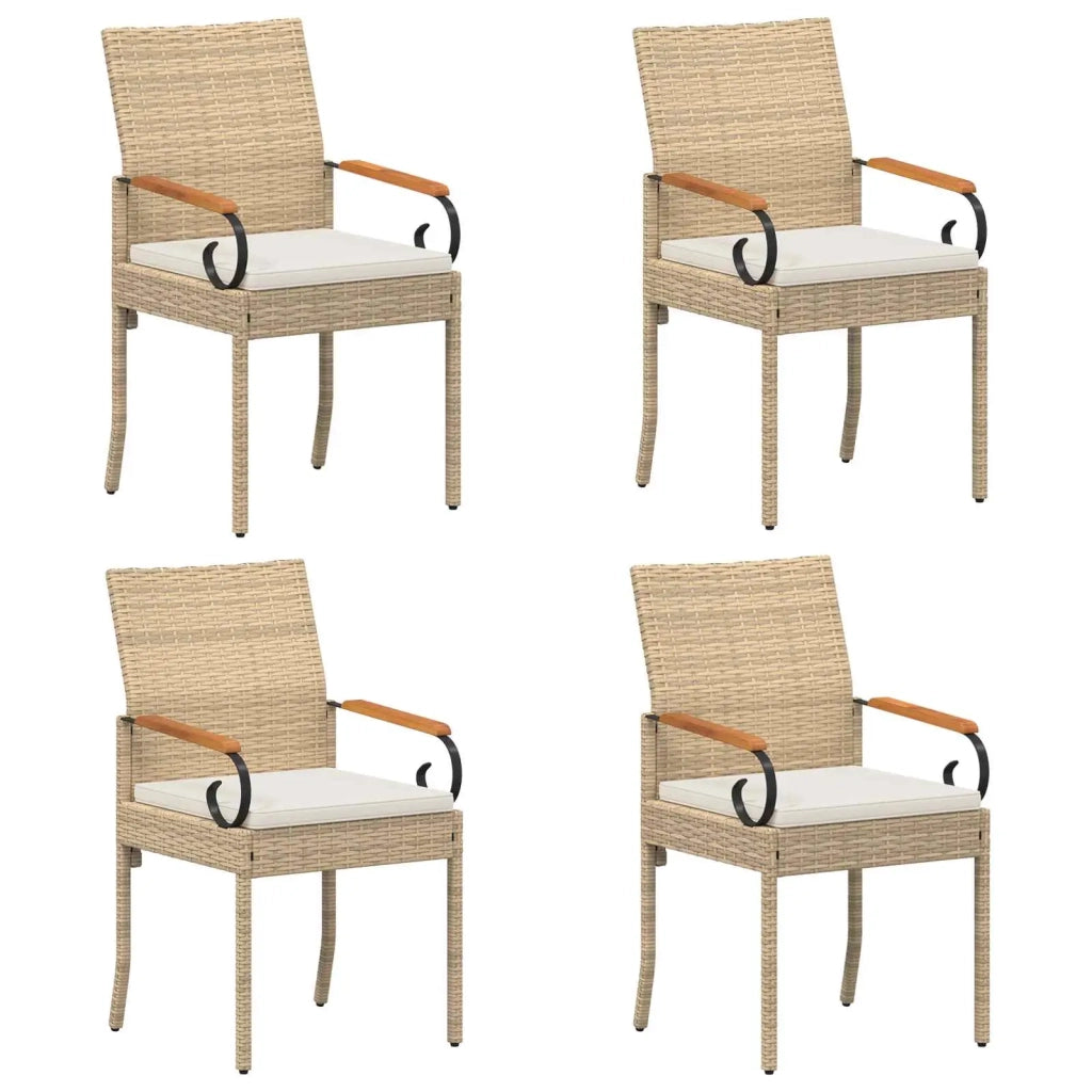 Sedie da giardino con cuscino 4 pcs Beige e Bianco Crema
