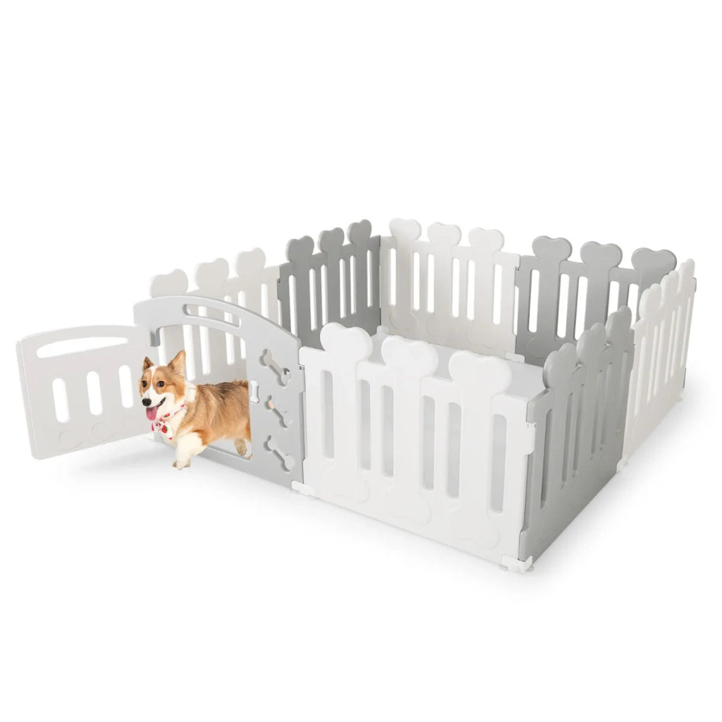 Recinto per animali domestici a 8 pannelli 155 x 155 x 60 cm per interni/esterni resistente stile carino HDPE beige 20_0013069