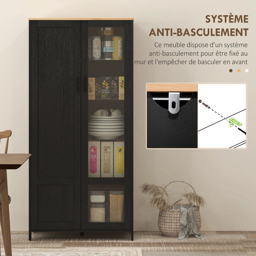 Armadio da cucina con ante e ripiani regolabili ¨C Minimal ¨C 76x36x160 cm nero
