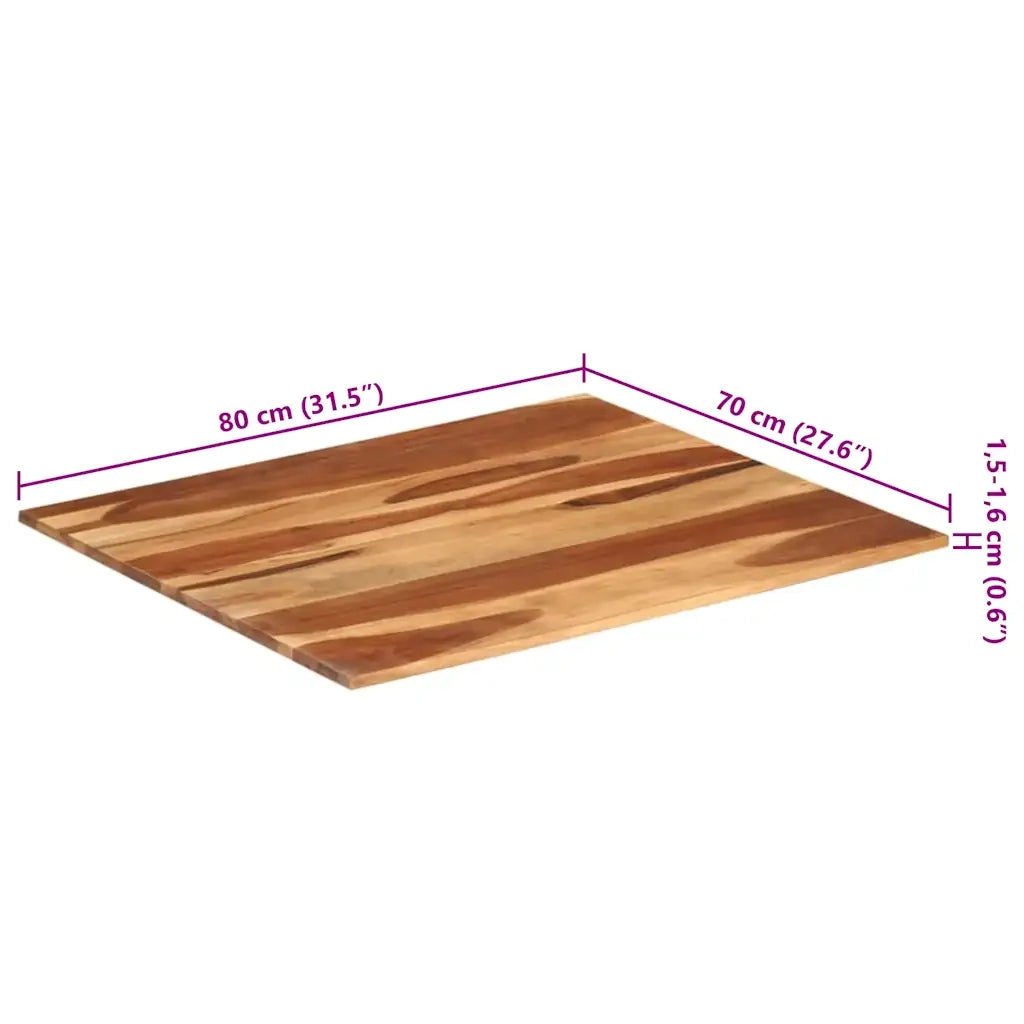 Piano Tavolo in Legno Massello di Acacia 15-16 mm 70x80 cm