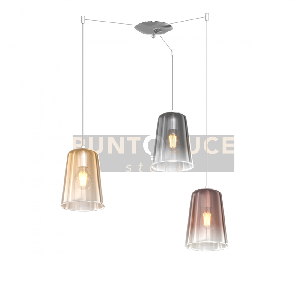 SOSPENSIONE CROMO SPOSTABILE 3 LUCI (1 AM+1 RA+1 CR) 1164CR-S3 S-MC