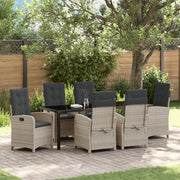Set da Pranzo da Giardino 7 Pezzi con Cuscini Grigio Chiaro Rattan Polietilene