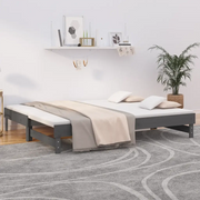 Dormeuse Estraibile Grigia 2x(80x200) cm Legno Massello di Pino 823386