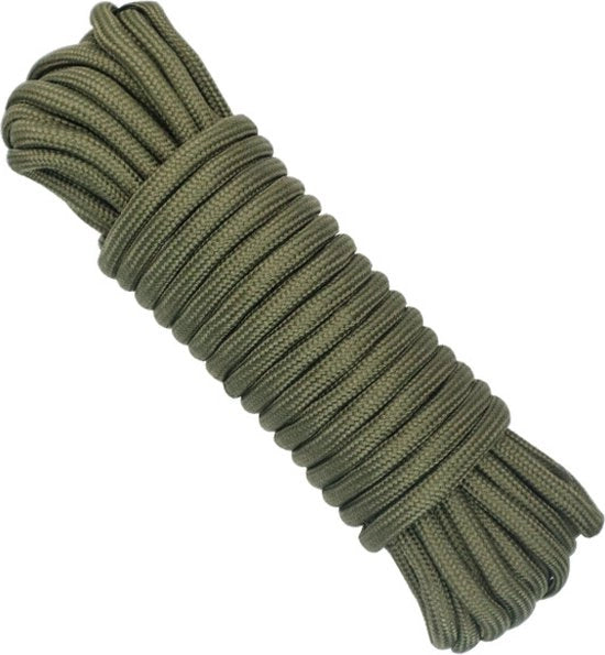 Paracord per emergenza - 10 m multifunzionale corda - 6 mm corda per tende esterne da 10 m - Corda intrecciata - Adatto per campeggiare, fai da te, stendardi, interni ed esterni - Verde militare - 10m