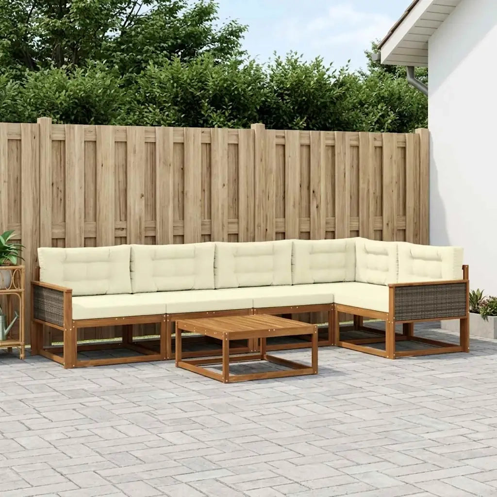 Set di divani da esterno con cuscino 6 pcs Naturale e Crema
