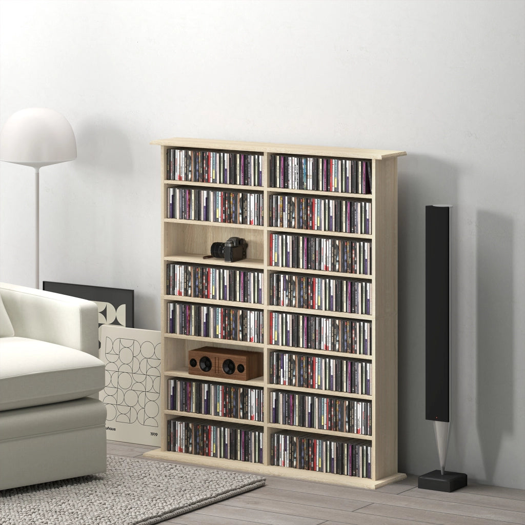 Libreria CD 16 Ripiani Moderna in Legno ¨C zephmum ¨C Naturale 106.5x24x126.3 cm
