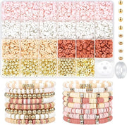 Set di collane e bracciali per bambini e adulti con 3000 pezzi di argilla polimerica rotonda Heishi per ricamo.