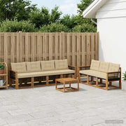 Set di divani da esterno con cuscino 8 pcs Naturale e Beige